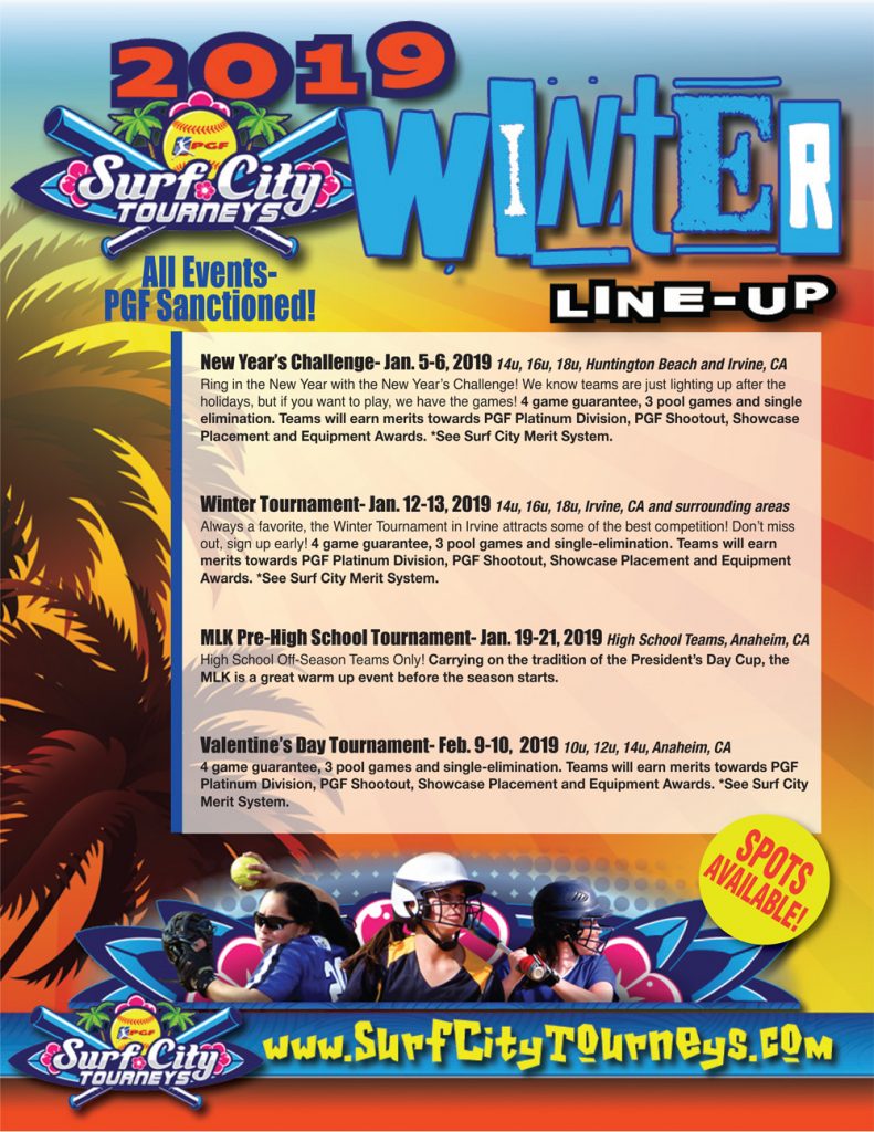 Surf City Tournaments Winter Lineup Flyer MICHAEL HECHT DESIGN